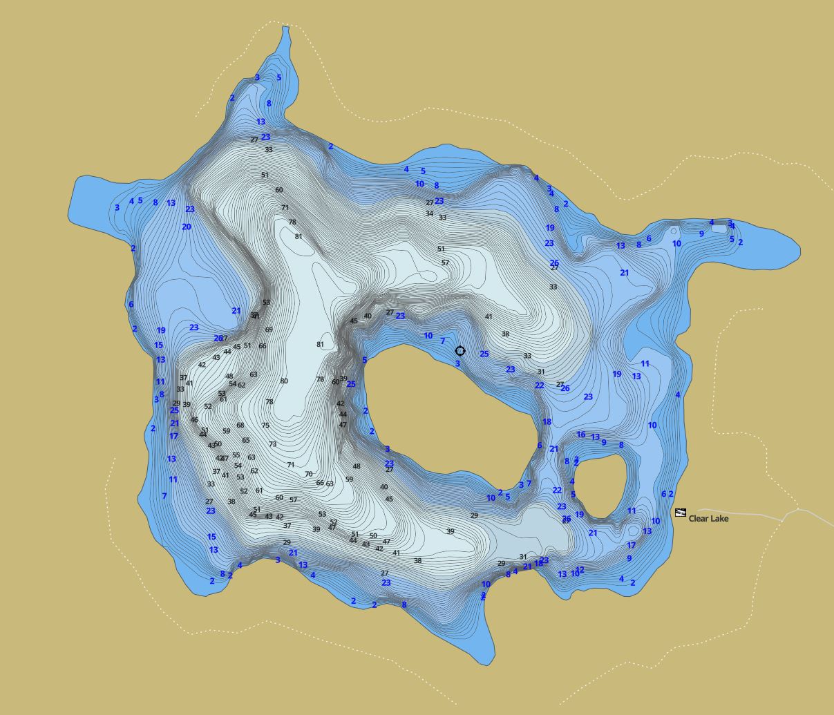 Contour Map of Clear Lake in Municipality of Bracebridge and the District of Muskoka